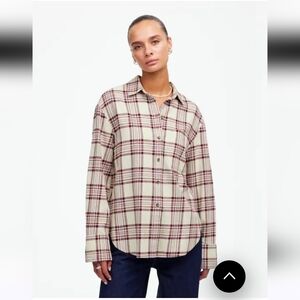 NWT Madewell Women's Relaxed Straight-Hem Button-Up Shirt in Plaid Sz M $98